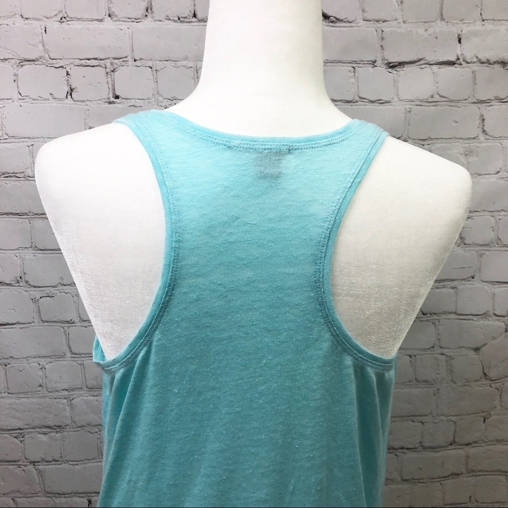 Halogen Linen Racerback Tank Turquoise Size Medium Summer - Picture 6 of 8